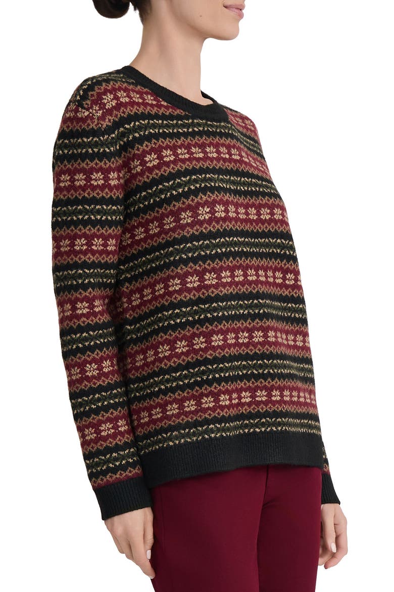 Fair Isle Crewneck Sweater, Alternate, color, CLASSIC WINE MULTI