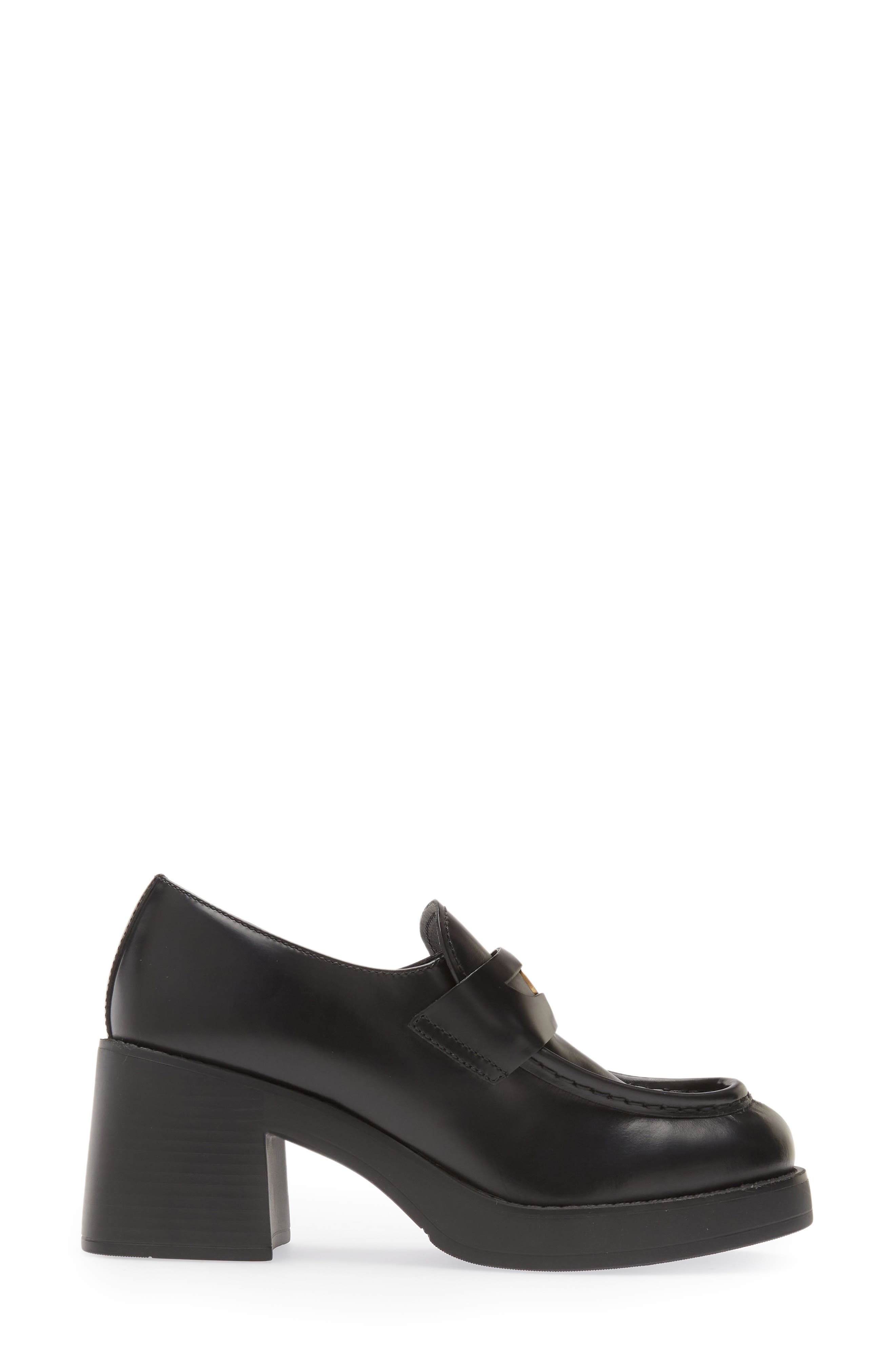 Miu Miu Block Heel Penny Loafer, Alternate, color, 
