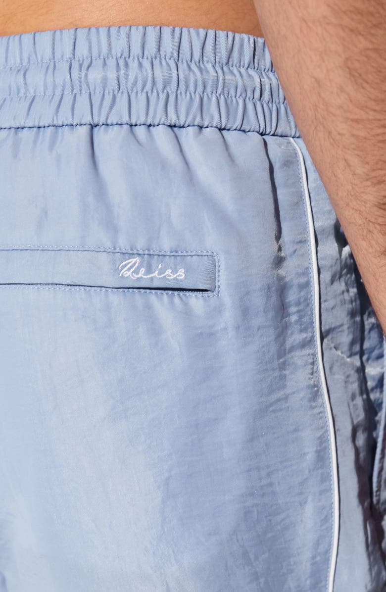 Reiss Breeze Piped Nylon Swim Trunks, Alternate, color, Soft Blue