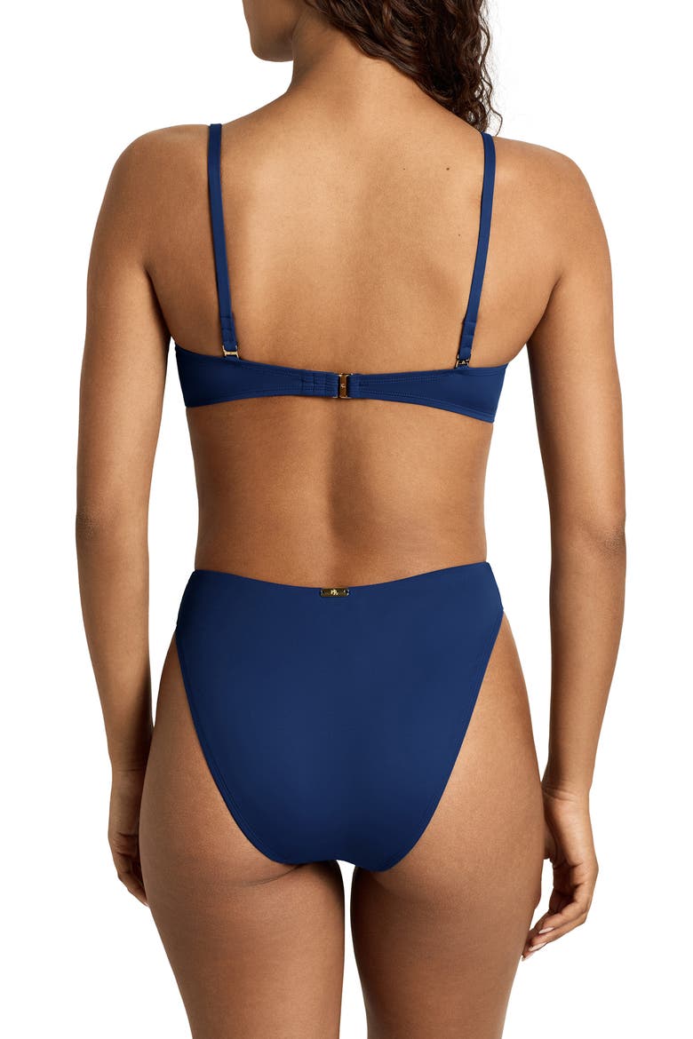 Shirred V-Wire Bikini Top, Alternate, color, BLUE SATURN