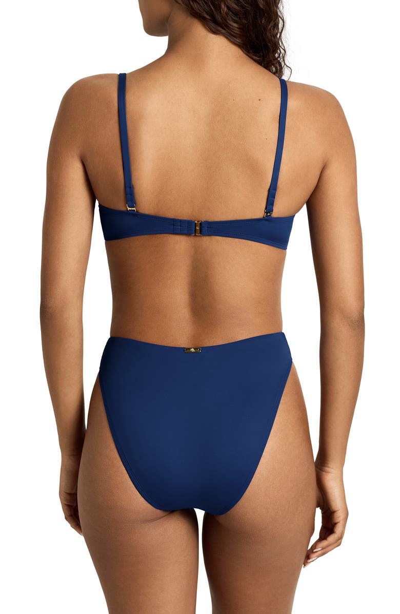 Lauren Ralph Lauren Shirred V-Wire Bikini Top, Alternate, color, Blue Saturn