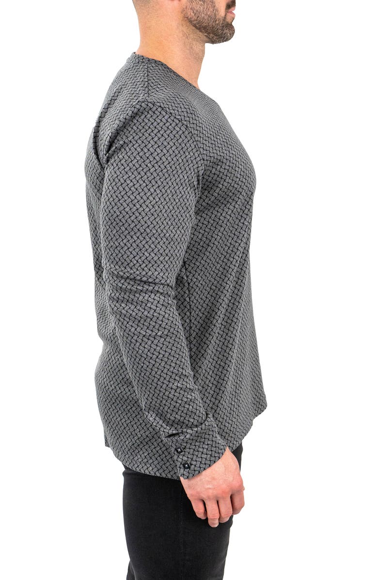 Maceoo Edisonwaves Grey Long Sleeve Cotton V-Neck T-Shirt, Alternate, color, 