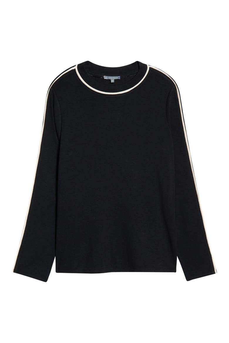 Mock Neck Colorblocked Knit Top, Alternate, color, BLACK/ ECRU