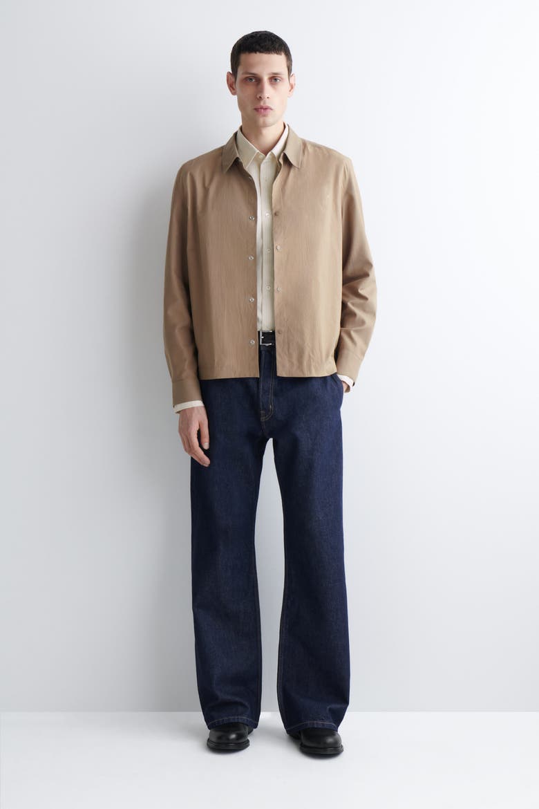 Contrast-panel Cotton Overshirt, Alternate, color, BEIGE