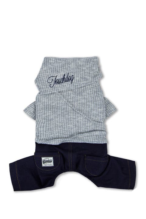 Vogue Neck-Wrap Sweater & Denim Outfit - Gray - Extra Large