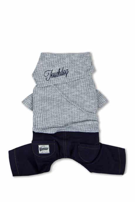 TOUCHDOG Vogue Neck-Wrap Sweater & Denim Outfit - Gray - Extra Large