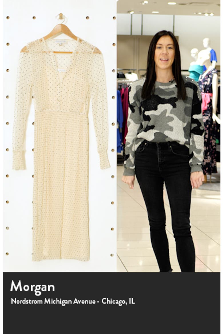 Polka Dot Long Sleeve Ruffle Mesh Midi Dress video