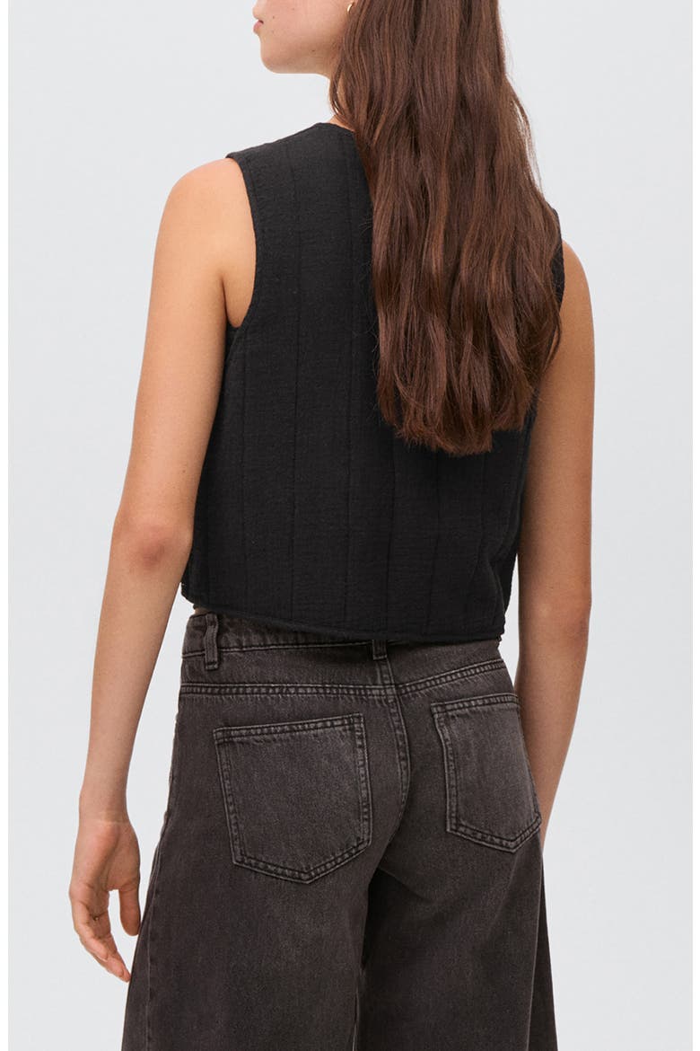 Embroidered Floral Cotton Vest, Alternate, color, BLACK