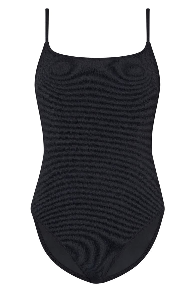 Grace Solid Textured One-Piece Swimsuit, Alternate, color, BLACK