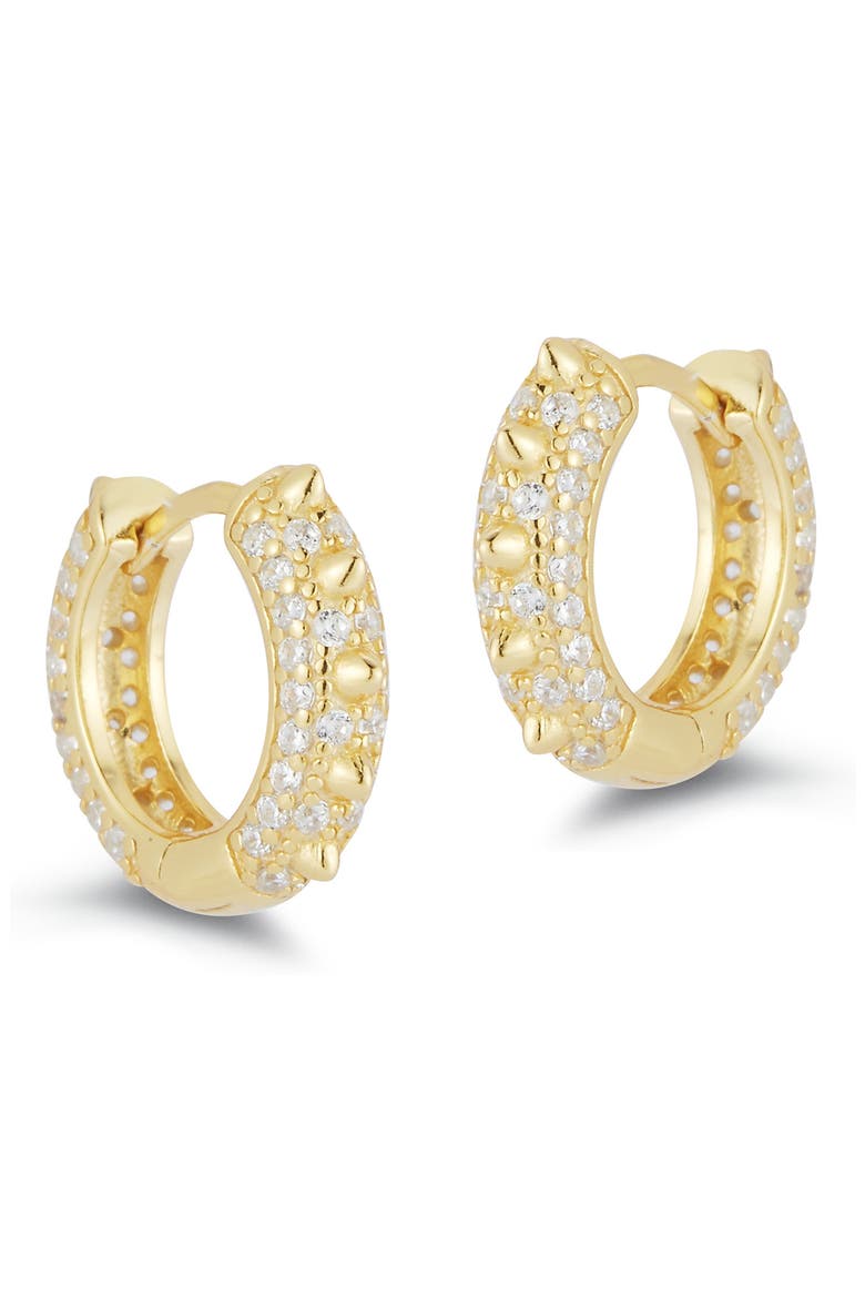 CZ Pavé Huggie Hoop Earrings, Main, color, GOLD