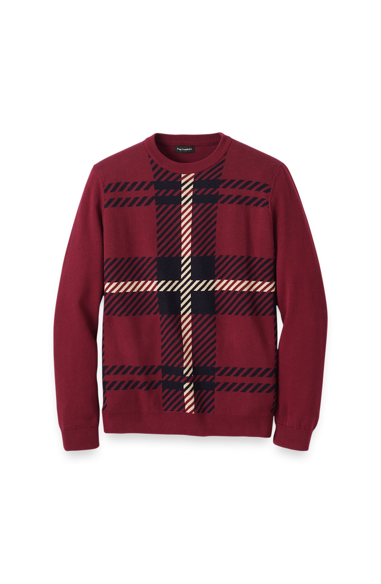 Paul Fredrick Cotton Crewneck Sweater, Main, color, Burgundy
