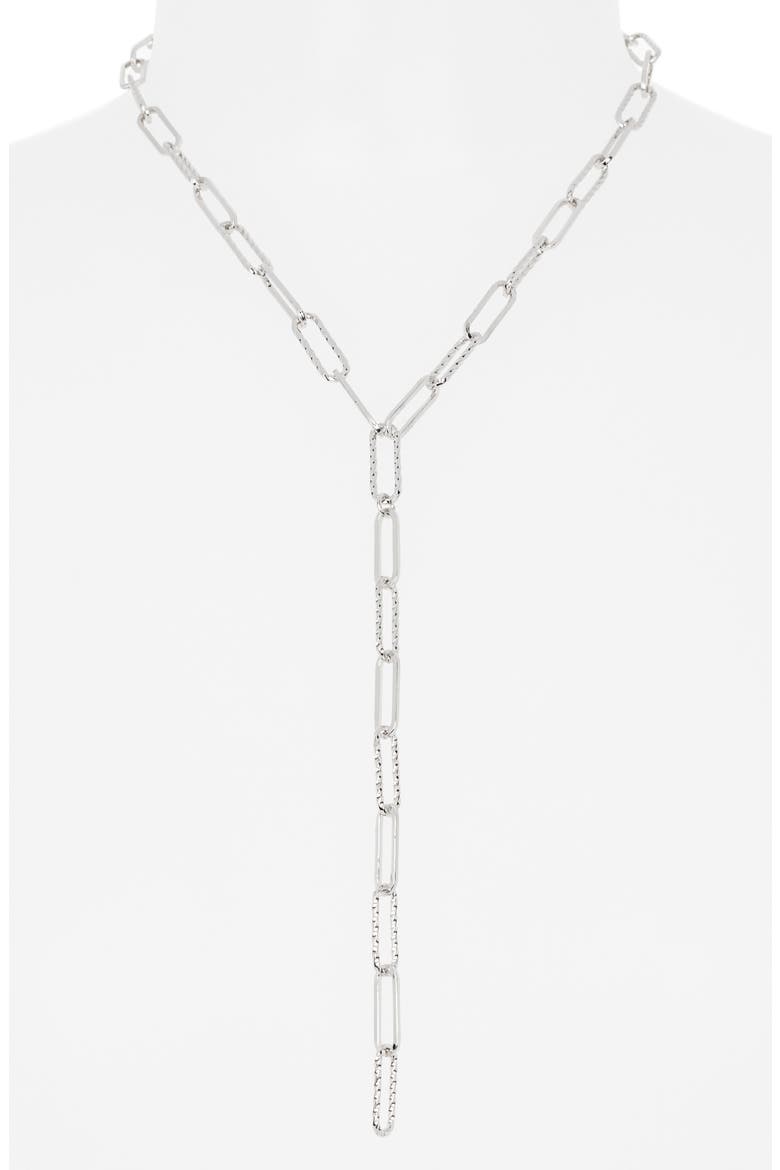Textured Oval Link Y Necklace, Alternate, color, SILVER