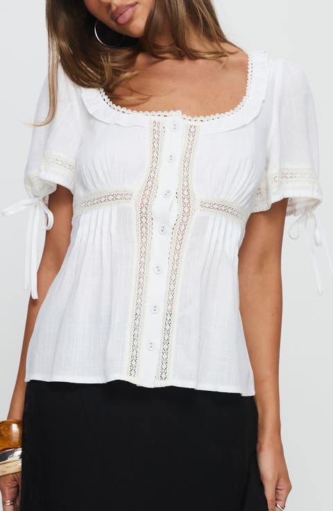 Indianah Pleat Lace Top