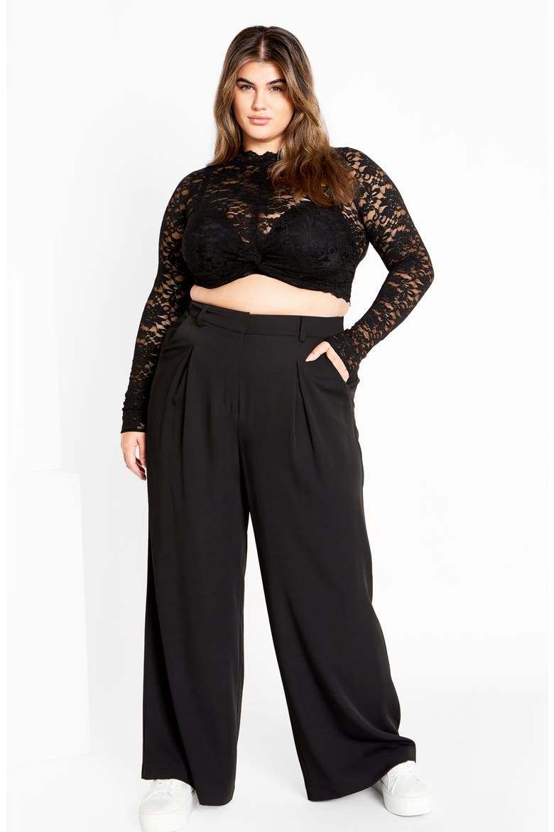 Arlette Sheer Lace Crop Top, Alternate, color, BLACK