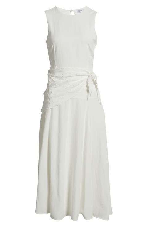 Embroidered Handkerchief Midi Dress