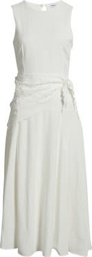 MANGO Embroidered Handkerchief Midi Dress