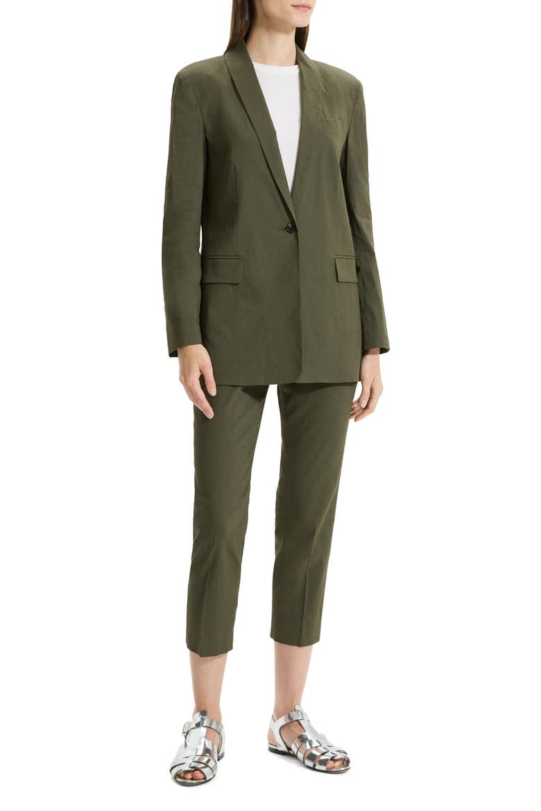 Good Shawl Collar Linen Blend Blazer, Alternate, color, DARK OLIVE