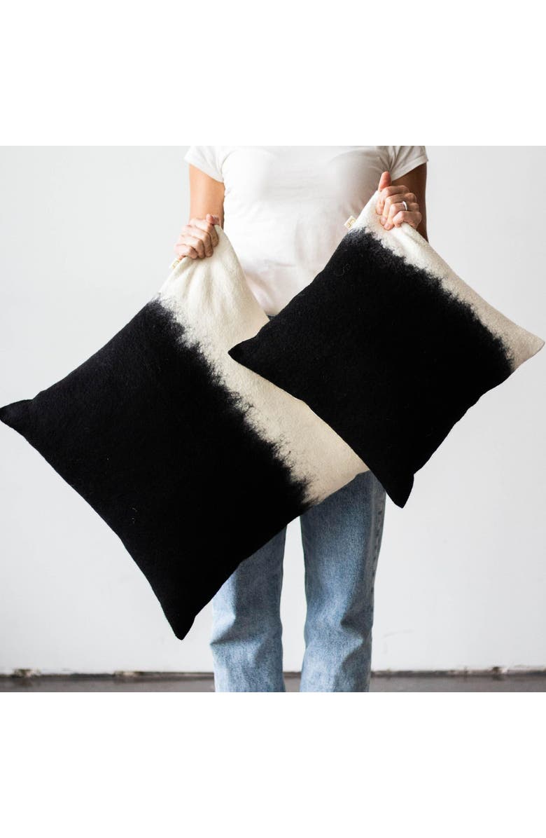 kanju Interiors Eclipse Dip-Dyed Organic Wool Throw Pillow - Cover Only, Alternate, color, Natural - Large