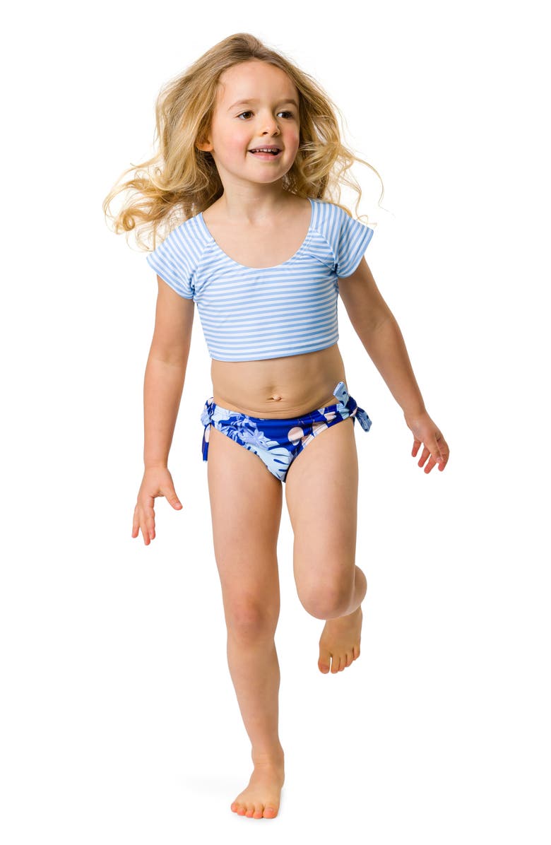 Snapper Rock Kids' Mango Tango Two-Piece Crop Rashguard Swimsuit, Alternate, color,