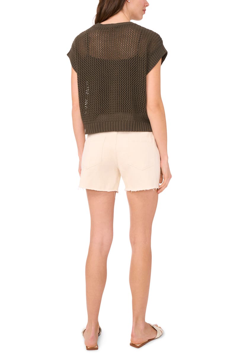 Halogen<sup>®</sup> Open Stitch Cotton Crop Sweater Vest, Alternate, color, Grape Leaf