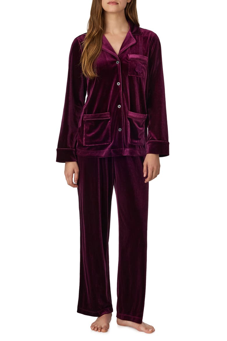 Notch Colar Pajamas, Main, color, WINE