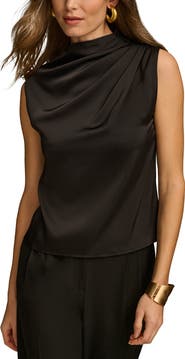 Donna Karan New York Draped Sleeveless Matte Satin Top