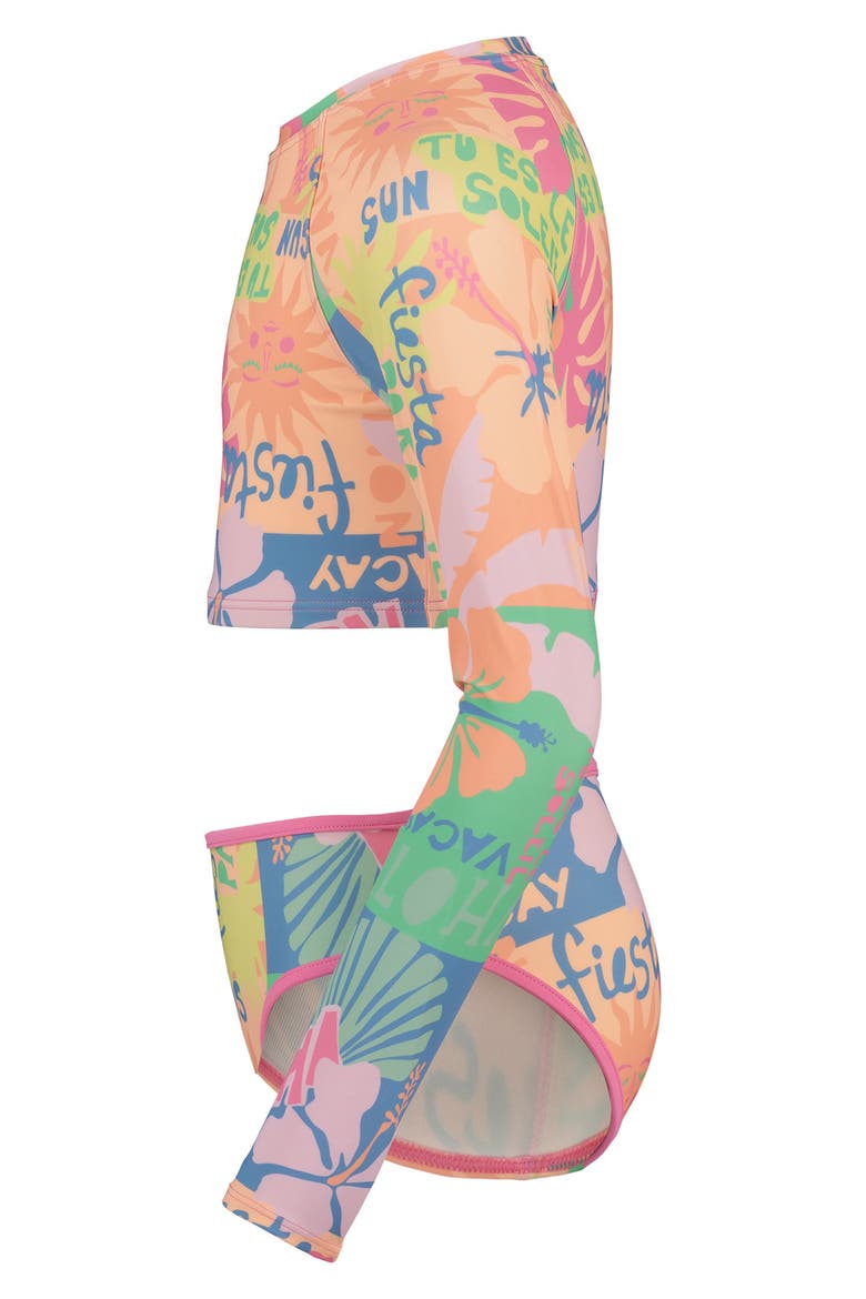 Kids' Sun Scape Two-Piece Rashguard Swimsuit, Alternate, color, FUCHSIA PINK