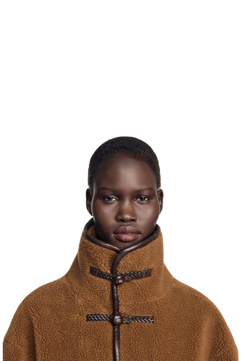 Short faux fur coat, Alternate, color, Brown