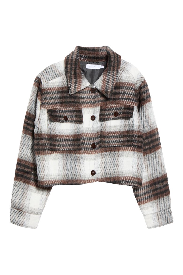 Plaid Crop Jacket, Main, color, BROWN PLAID
