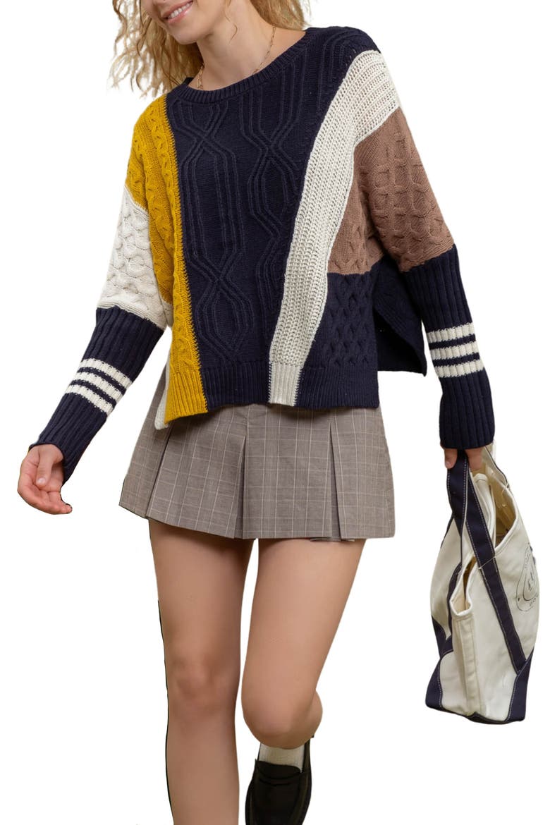 Colorblock Sweater, Main, color, NAVY MULTI
