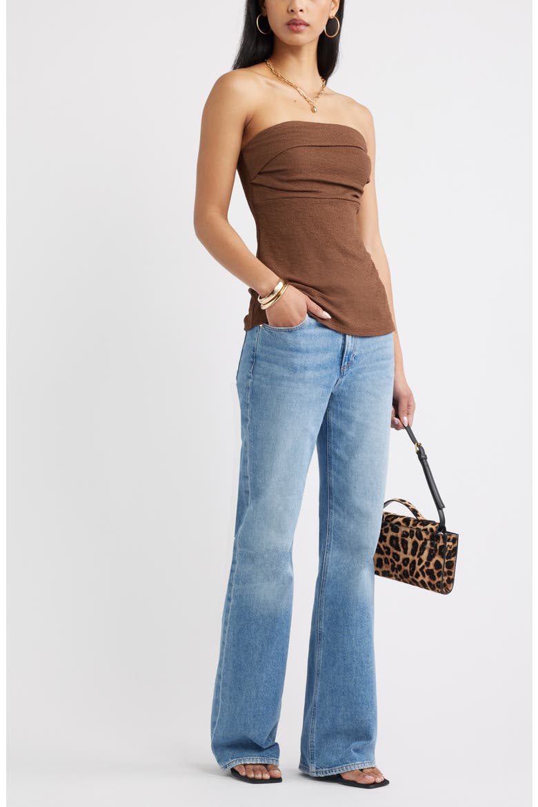 Puckered Crepe Bandeau Top, Alternate, color, BROWN TERRA