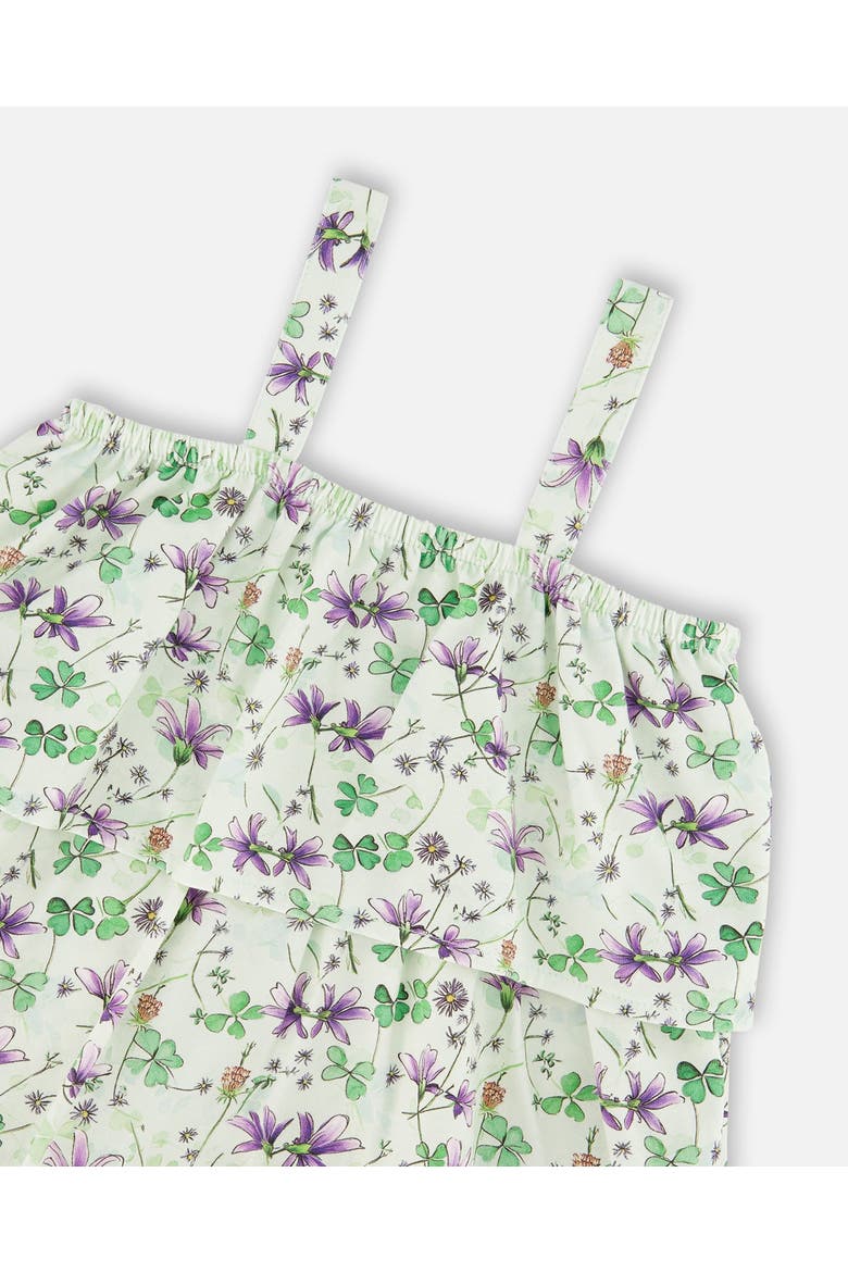 Jersey Flowers Romper with Tiers, Alternate, color, Green Floral Print