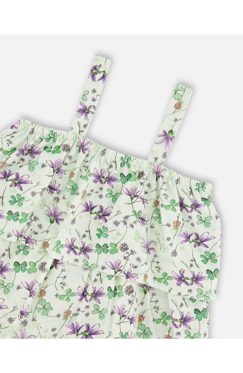 Deux par Deux Jersey Flowers Romper with Tiers, Alternate, color, Green Floral Print