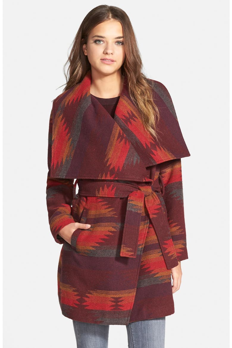 Blanket Wrap Coat, Main, color, RUBY AZTEC