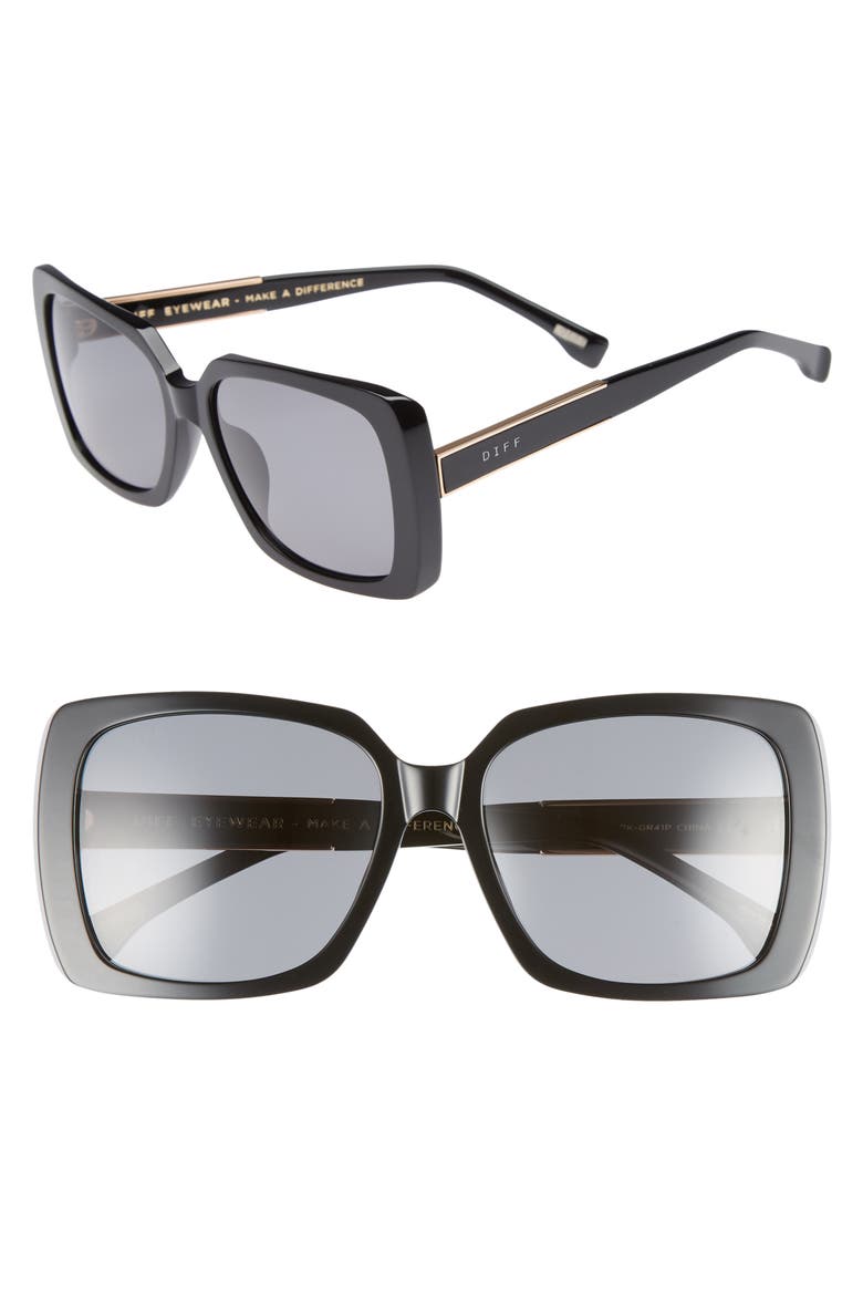 Sophie 52mm Polarized Sunglasses, Main, color, BLACK/ GREY