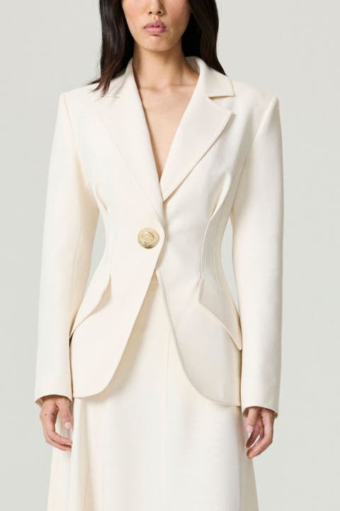 Gold Accent Padded Shoulder Jacket