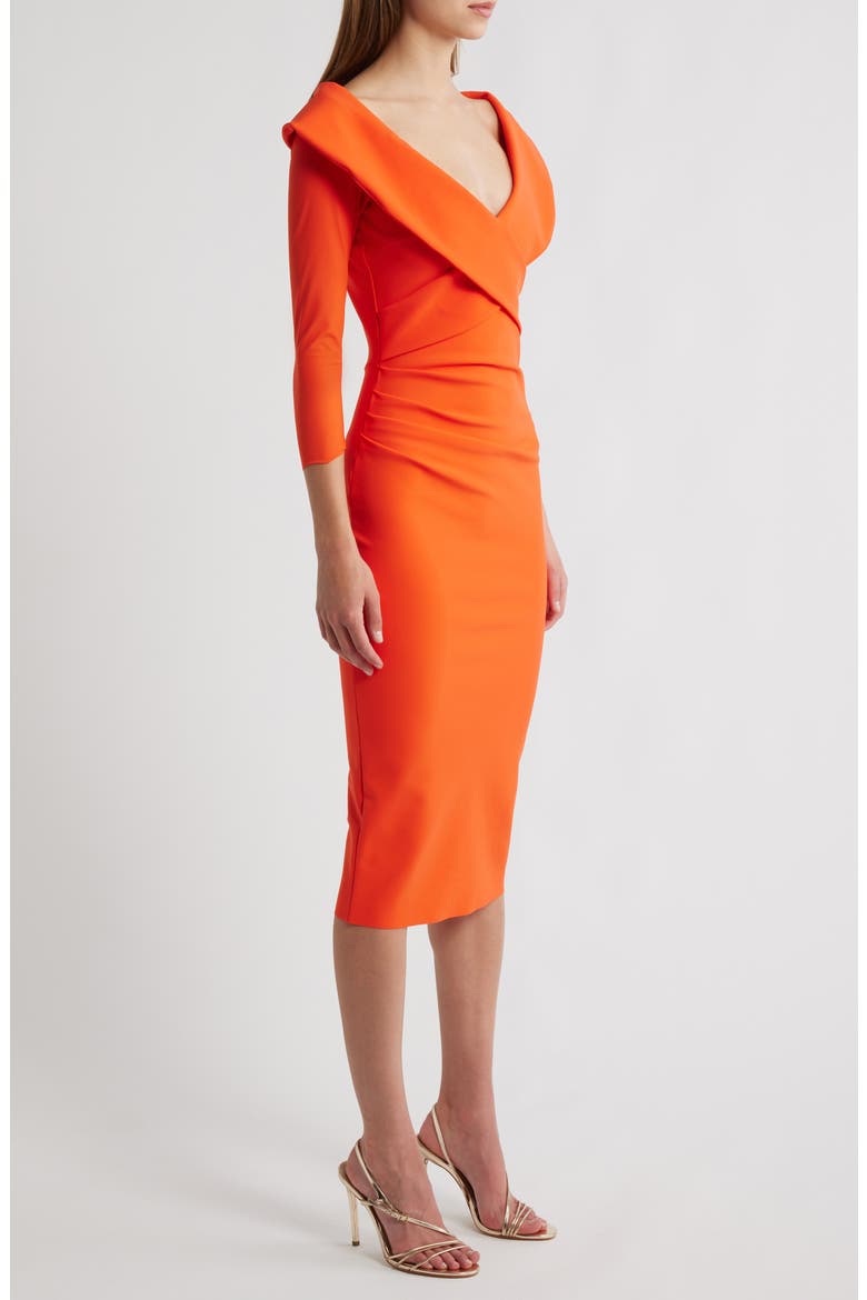 Suli Wrap Front Pleated Sheath Dress, Alternate, color, 489 ORANGE