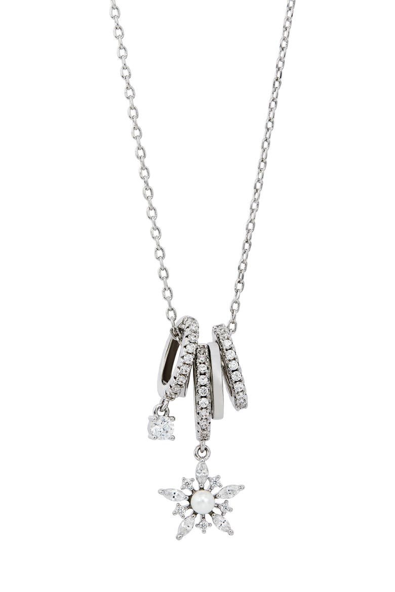 Sterling Silver Freshwater Pearl & Cubic Zircoina Multicharm Necklace, Main, color, WHITE