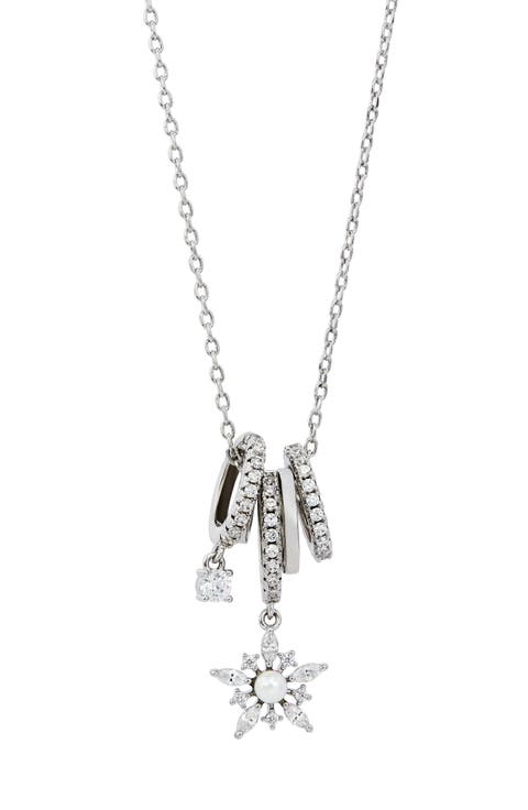 Imitation Pearl and Pav Star Charm Necklace