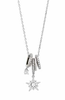 Sterling Silver Freshwater Pearl & Cubic Zircoina Multicharm Necklace