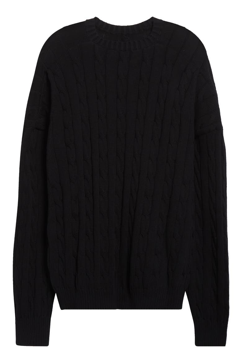 Cotton Cable Knit Sweater, Alternate, color, 1000 BLACK