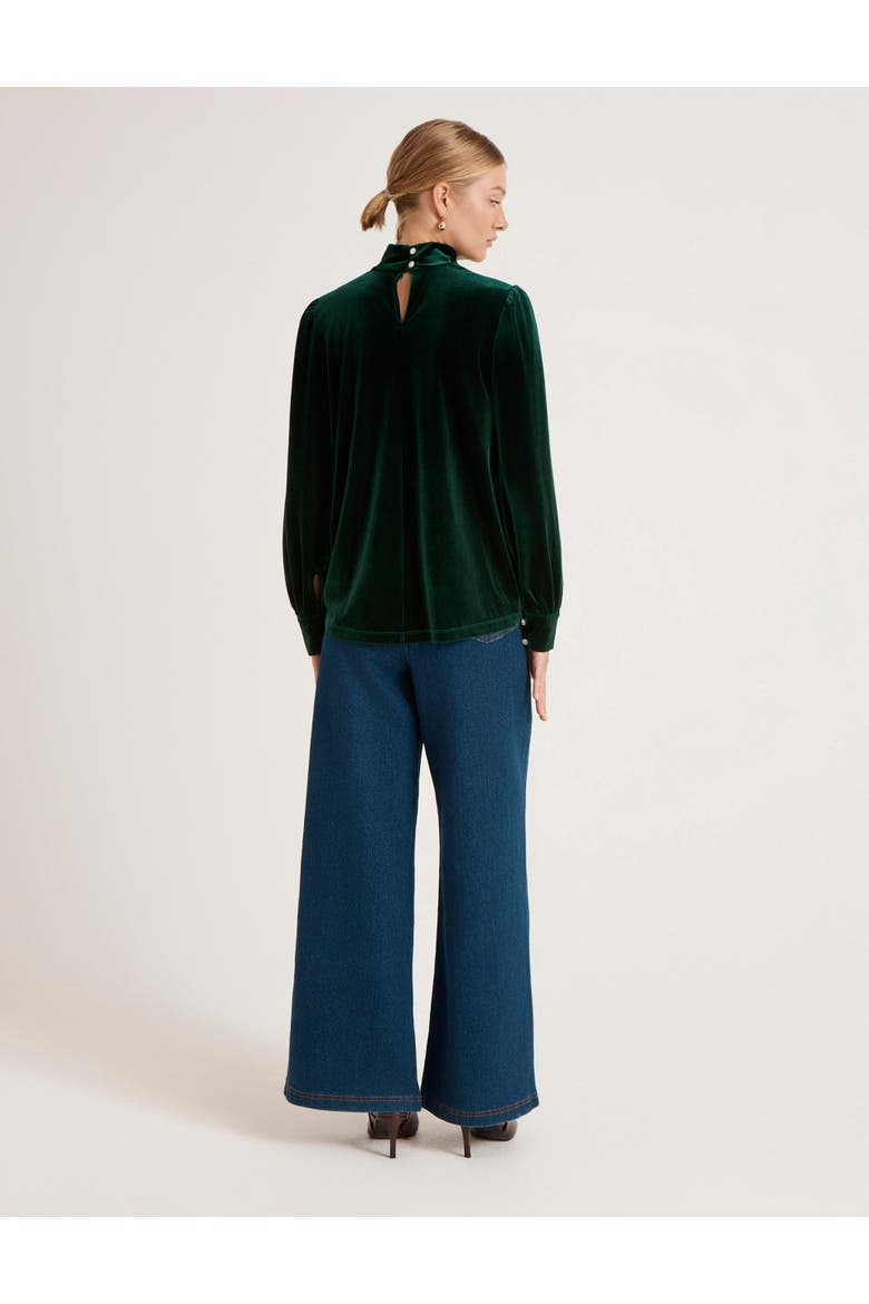 Clementine Velvet High Neck Top, Alternate, color, Bottle Green