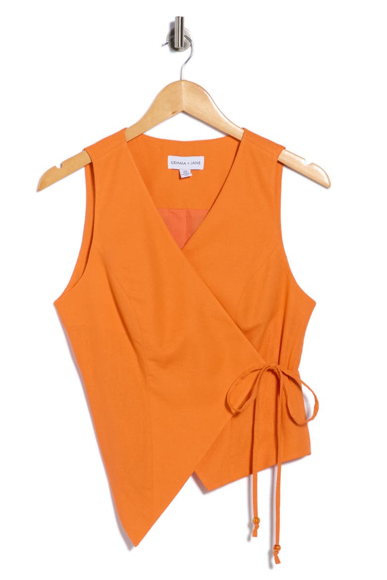 Wrap Front Vest Top, Alternate, color, AMBER
