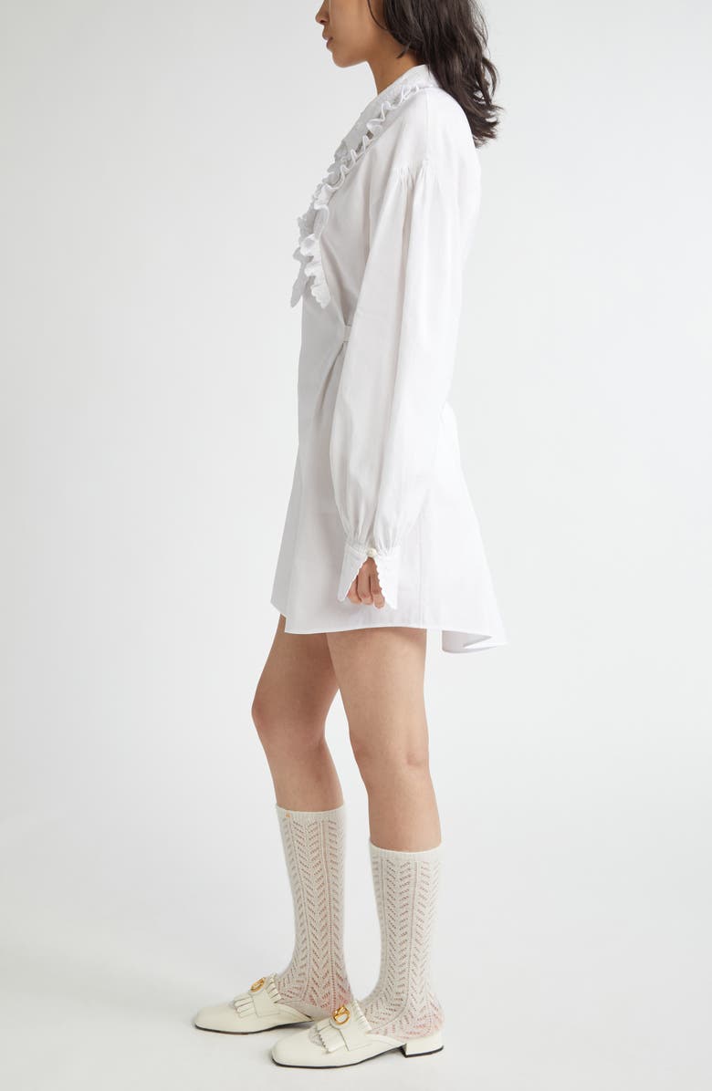 Valentino Garavani Floral Embroidered Ruffle Long Sleeve Minidress, Alternate, color, White