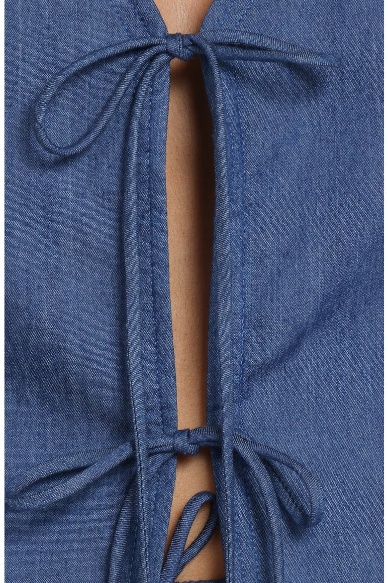 Dominic Tie Front Puff Sleeve Top, Alternate, color, DENIM
