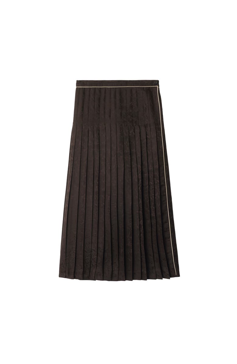 Burberry Sunflower Pleated Silk Skirt, Alternate, color, Hawk Brown