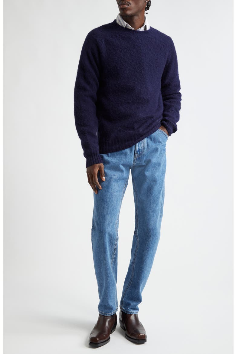 Brushed Shetland Lambswool Crewneck Sweater, Alternate, color, 250 NAVY