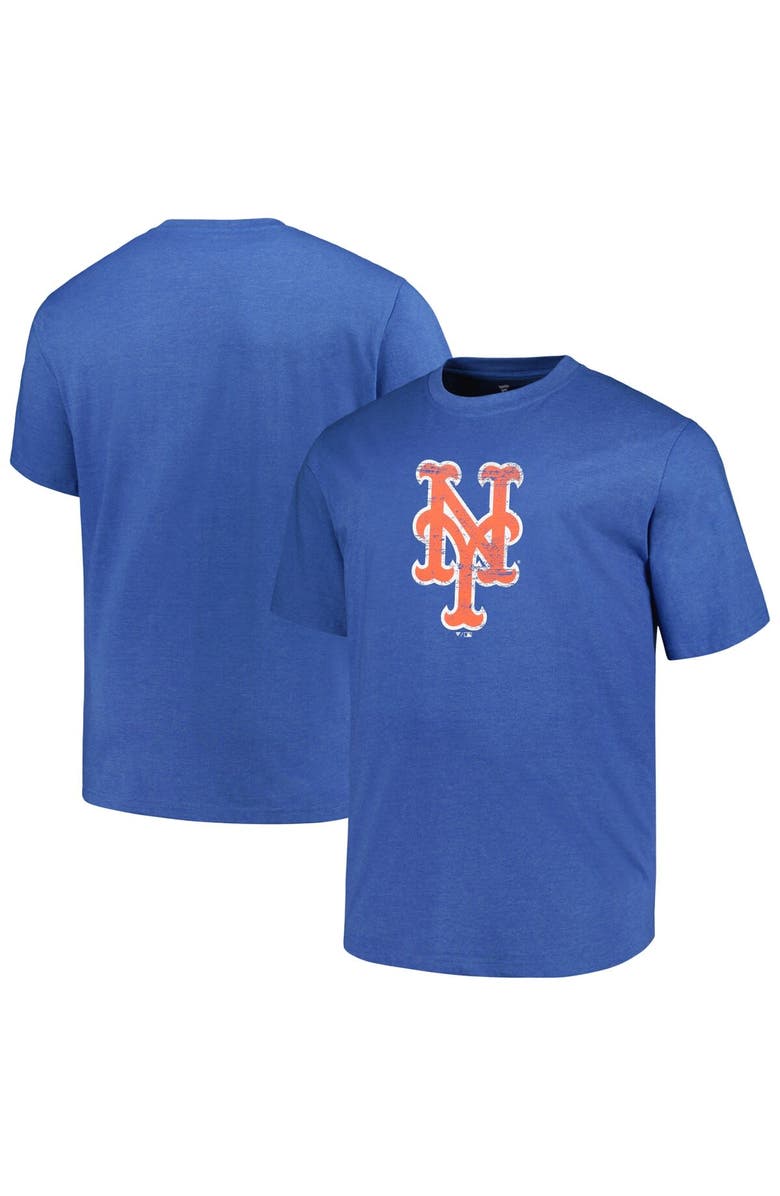 PROFILE Men's Profile Heather Royal New York Mets Big & Tall Weathered Logo T-Shirt, Main, color, Heather Royal