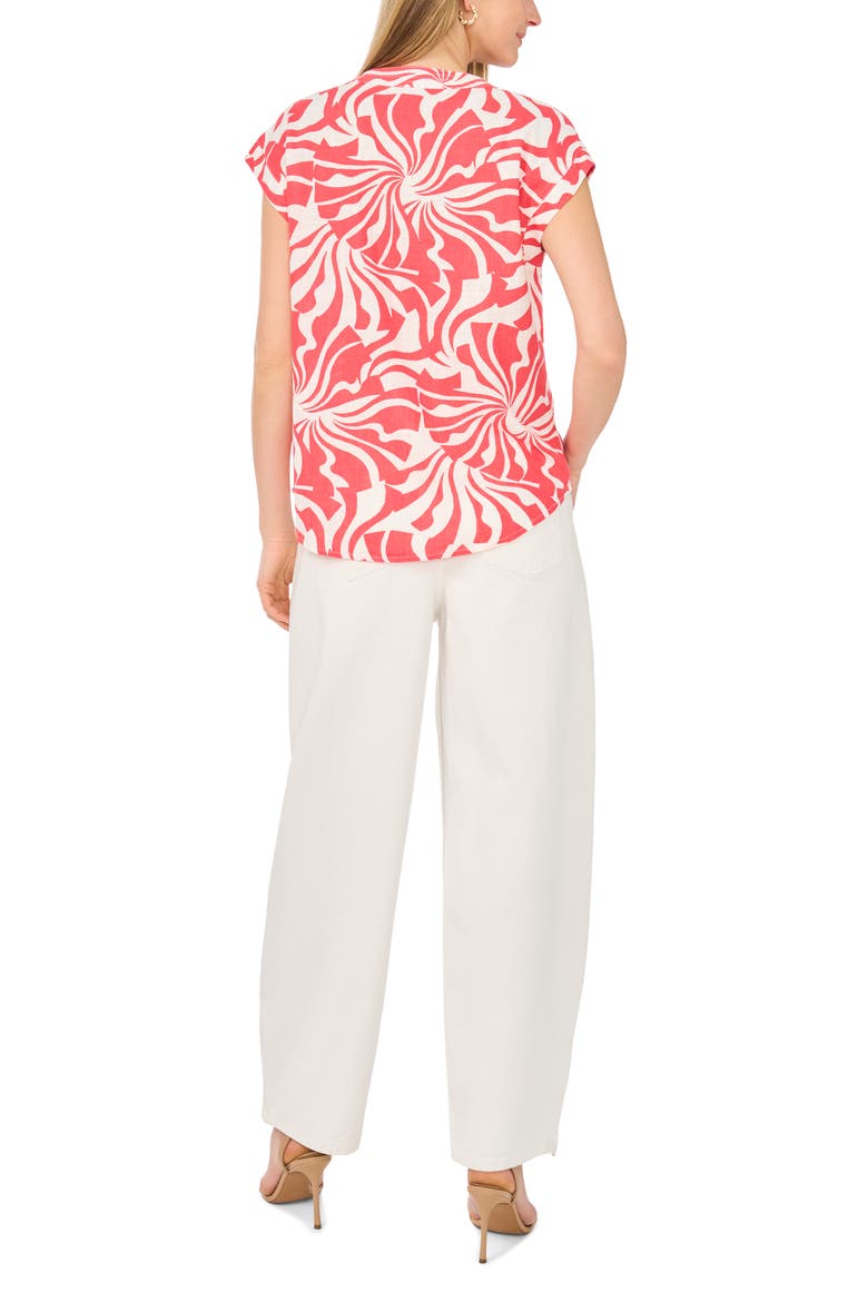 Split Neck Cap Sleeve Top, Alternate, color, CALYPSO CORAL