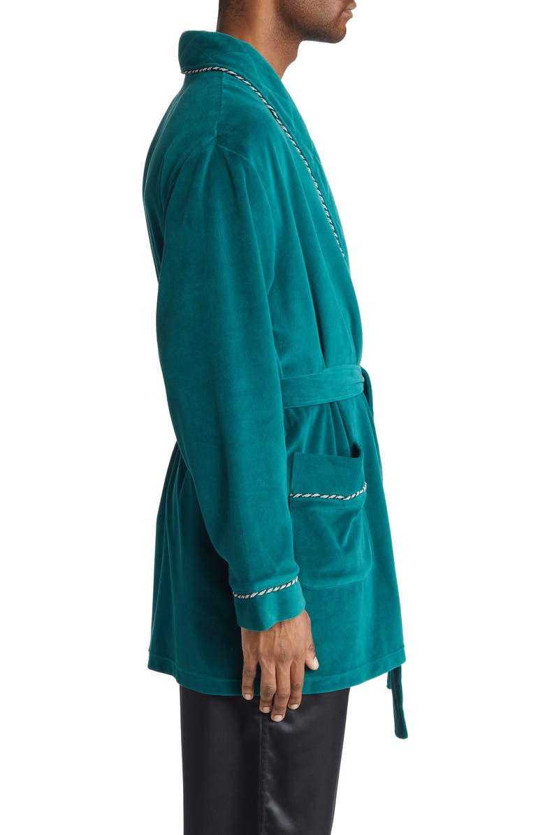 Majestic International Refinery Velour Smoking Jacket, Alternate, color, Green
